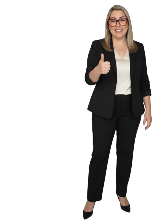 Maggie mostrando pulgar al frente MJ Seguros Pro